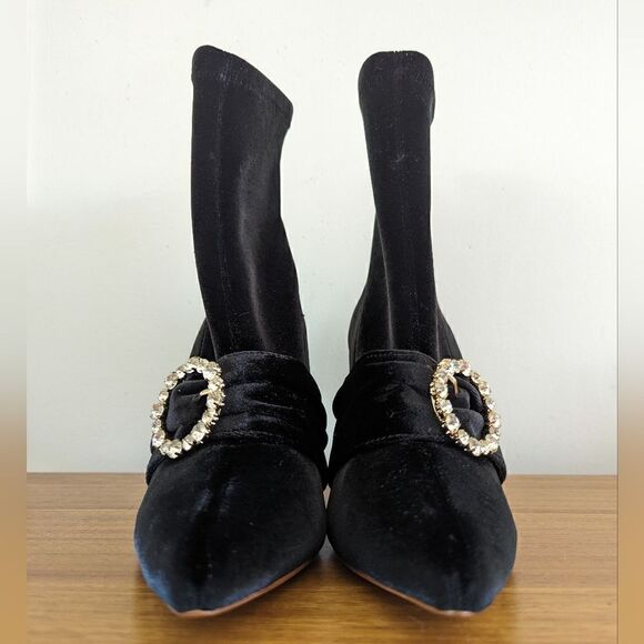 Raye Jeweled Whimsigoth Witchy Feminine Dark Academia Edgy Chic Velvet Boots 7 ½ - Picture 3 of 13